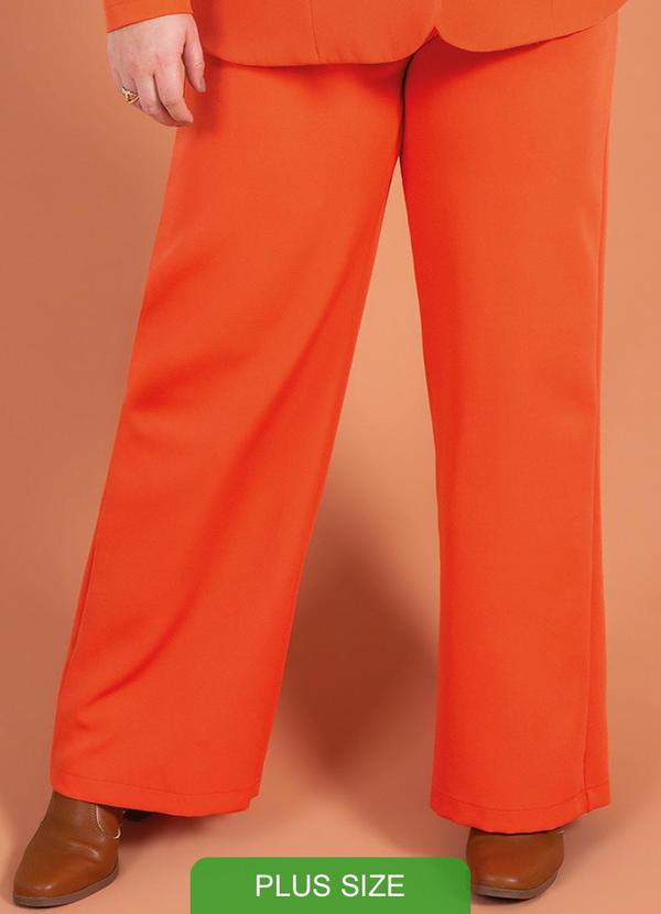 Cativa Plus Size - Calça Plus Size em Alfaiataria Laranja