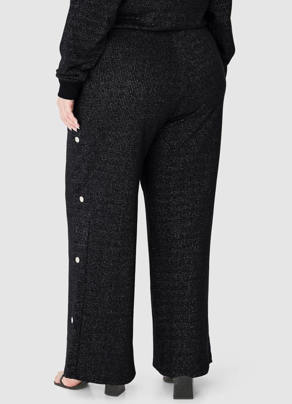Malwee - Calça Wide Leg em Moletinho Lurex Preto 4