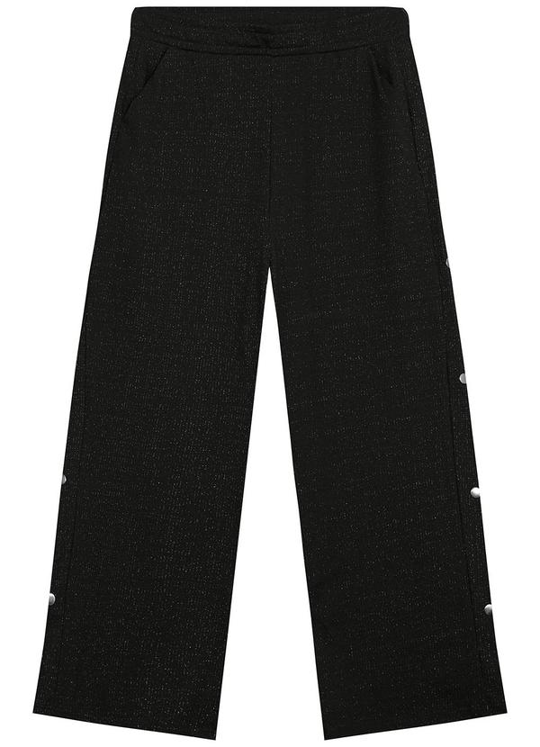 Malwee - Calça Wide Leg em Moletinho Lurex Preto 1