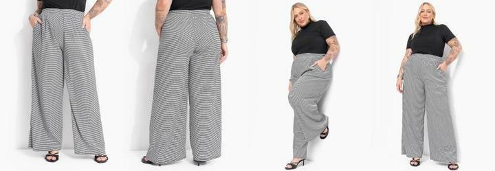 Cal�a Xadrez Pied Poule em Malha Texturizada