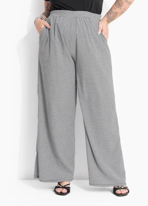 Marguerite - Calça Xadrez Pied Poule em Malha Texturizada - MARGUERITE