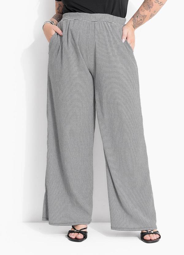 Cal�a Xadrez Pied Poule em Malha Texturizada