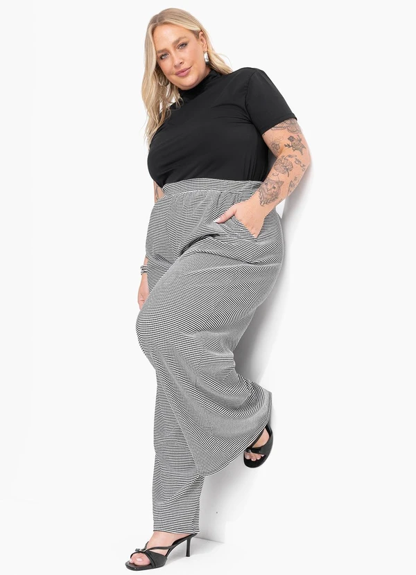 Marguerite - Calça Xadrez Pied Poule em Malha Texturizada 3