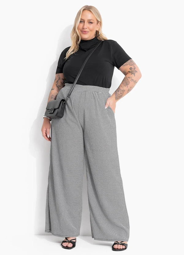 Marguerite - Calça Xadrez Pied Poule em Malha Texturizada 6