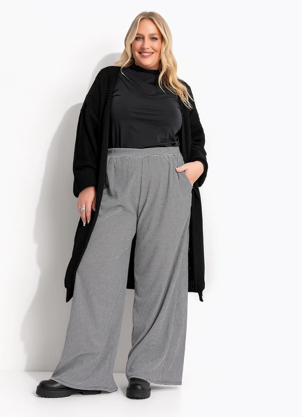 Marguerite - Calça Xadrez Pied Poule em Malha Texturizada 7