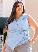 Blusa Azul Claro em Tricoline