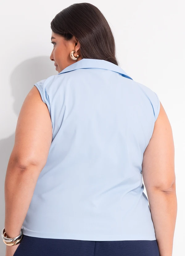 Marguerite - Blusa Azul Claro em Tricoline 10