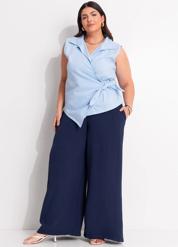 Marguerite - Blusa Azul Claro em Tricoline 3