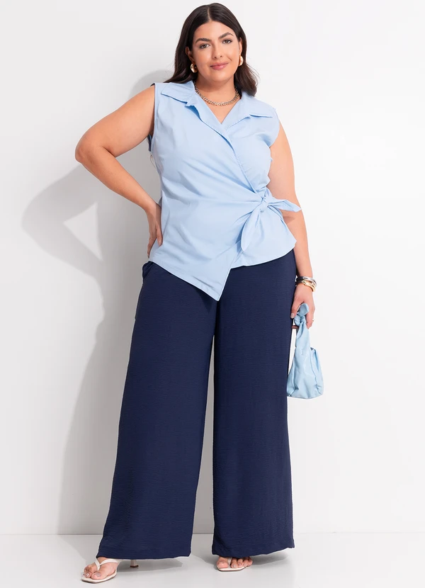 Marguerite - Blusa Azul Claro em Tricoline 2