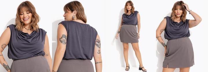 Blusa Chumbo em Malha com Elastano