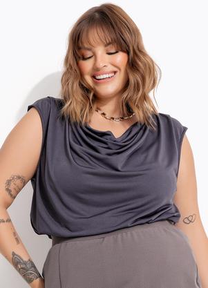 Blusa (Chumbo) em Malha com Elastano
