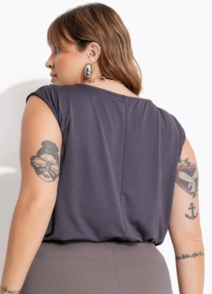 Marguerite - Blusa Chumbo em Malha com Elastano - MARGUERITE