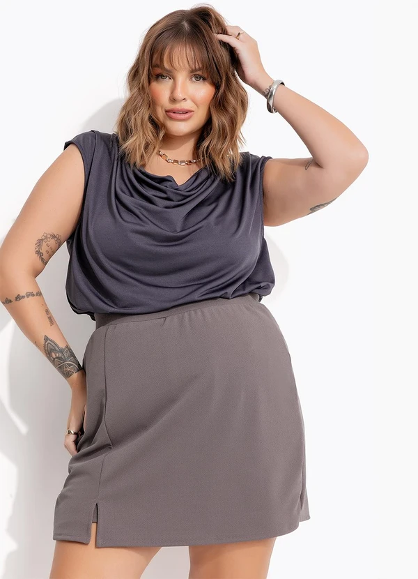 Marguerite - Blusa Chumbo em Malha com Elastano 5