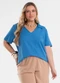 Secret Glam - Blusa Feminina Manga Curta Gola V Rosa - variação: Azul