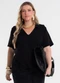 Secret Glam - Blusa Feminina Manga Curta Gola V Rosa - variação: Preto