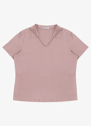 Secret Glam - Blusa Feminina Manga Curta Gola V Rosa - SECRET GLAM