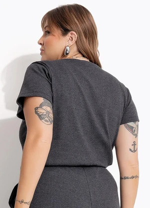 Marguerite - Blusa Mescla Escuro em Canelado - MARGUERITE