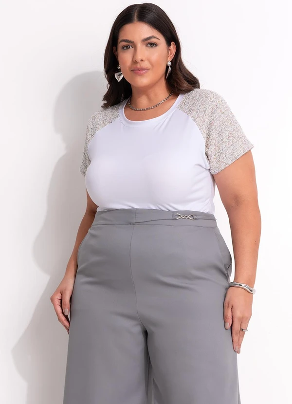 Marguerite - Blusa Off White em Malha Suede 8