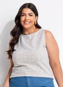 Blusa Off White em Malha Tweed