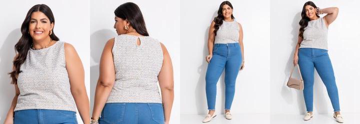 Blusa Off White em Malha Tweed