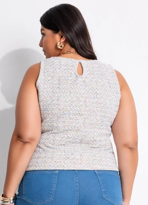 Marguerite - Blusa Off White em Malha Tweed - MARGUERITE