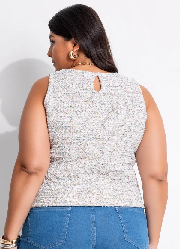 Marguerite - Blusa Off White em Malha Tweed 7