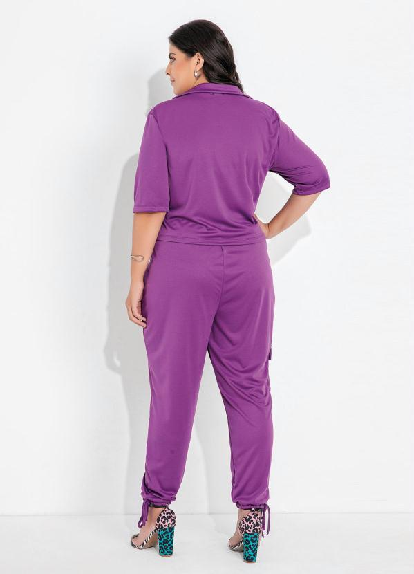 Queima Estoque - Blusa Roxa com Gola e Botão no Decote Plus Size 5