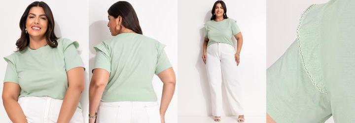 Blusa Verde Claro em Malha de Algodo