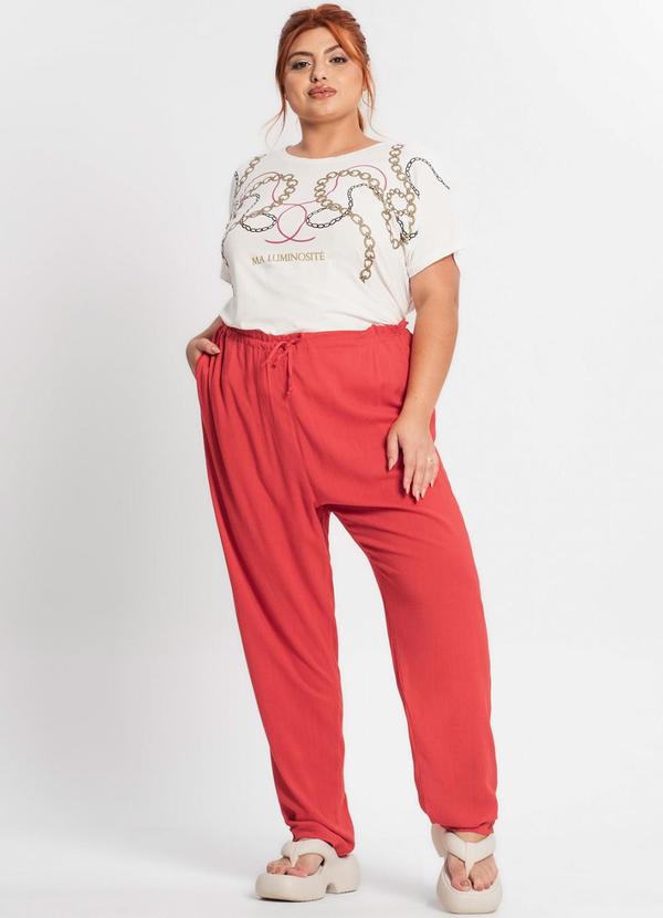 Secret Glam - Calça Viscose Feminina Vermelho 5