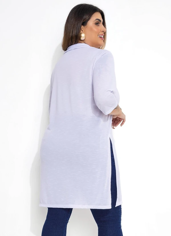 Marguerite Camisa Alongada com Fendas Branca Plus Size