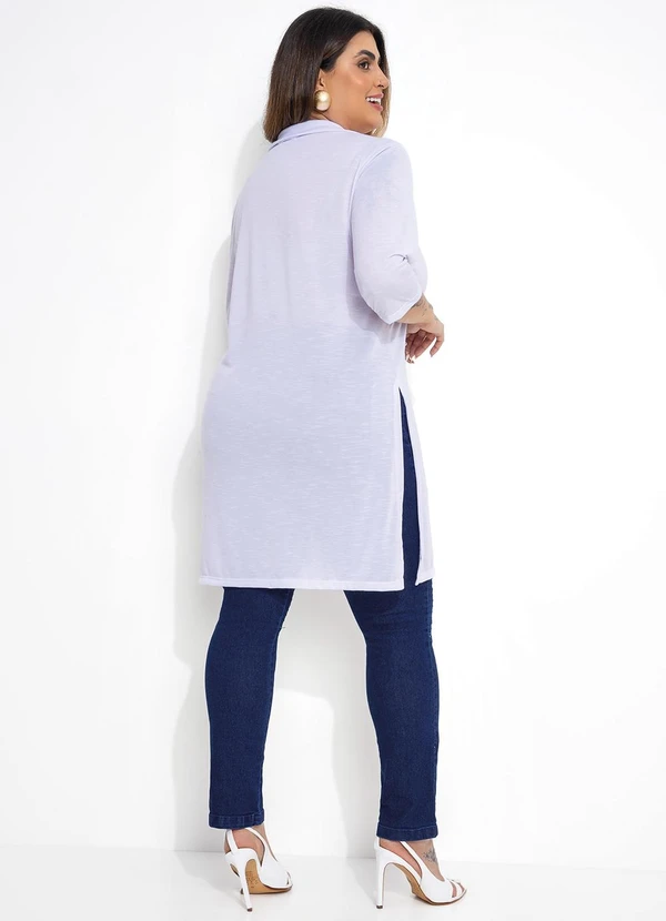 Marguerite - Camisa Alongada com Fendas Branca Plus Size 5
