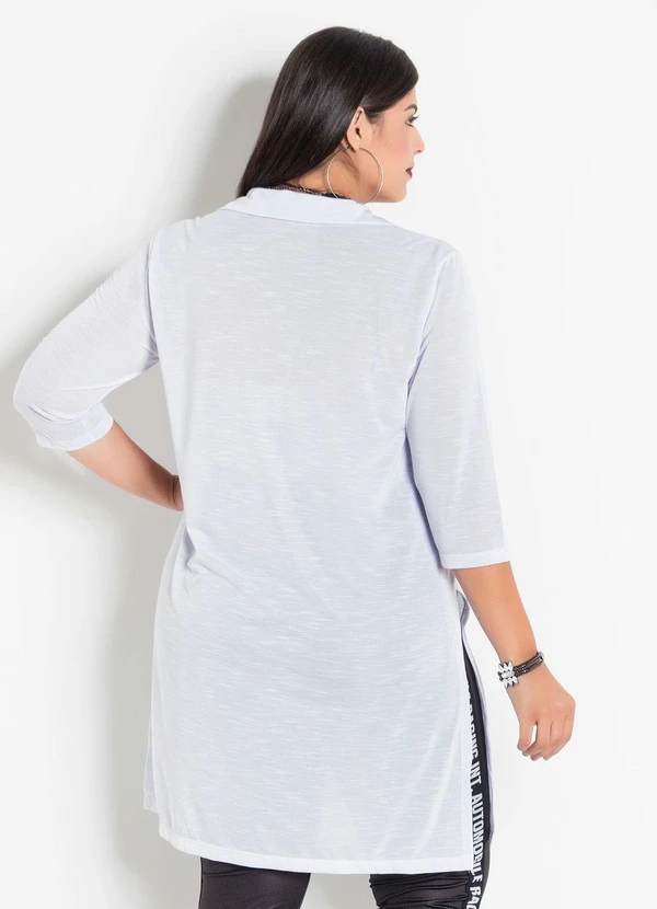 Marguerite - Camisa Alongada com Fendas Branca Plus Size 8
