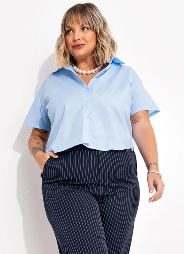 Marguerite - Camisa Azul Claro em Tricoline 2