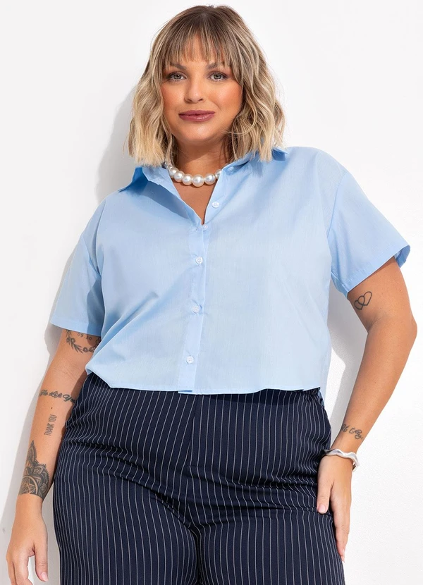 Marguerite - Camisa Azul Claro em Tricoline 1