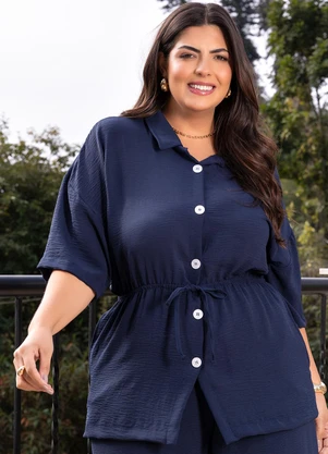 Marguerite - Camisa Azul Marinho em Crepe Plano - MARGUERITE