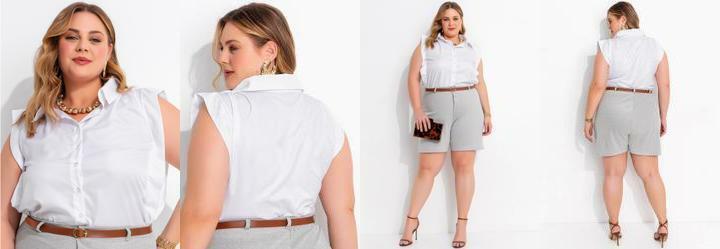 Camisa Branca em Chiffon Sarjada