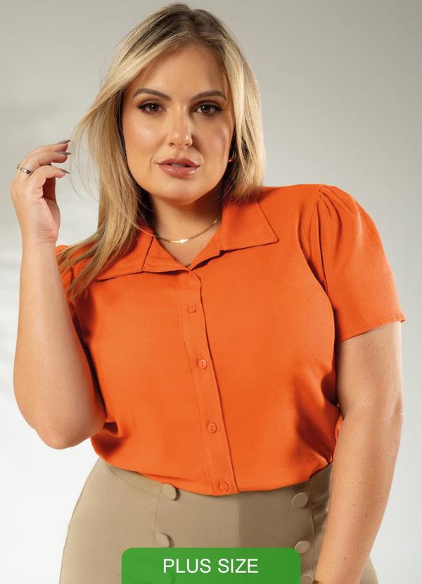 Cativa - Camisa de Manga Curta Plus Size Laranja