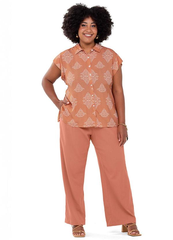 Rezzato - Camisa Estampada Adulto Plus Size Marrom 1
