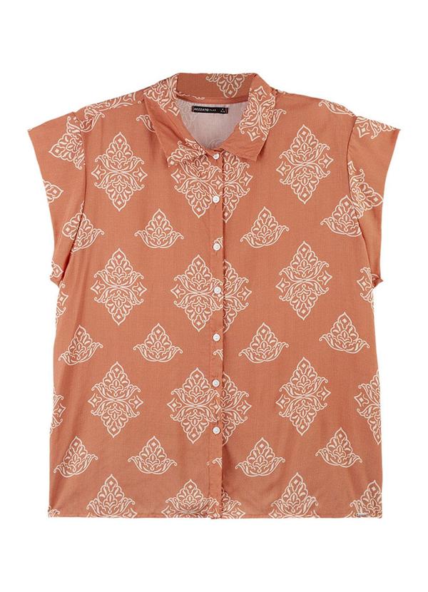 Rezzato - Camisa Estampada Adulto Plus Size Marrom 3