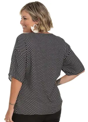 Secret Glam - Camisa Feminina Plus Size Estampada Preto - SECRET GLAM