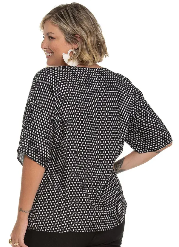 Secret Glam - Camisa Feminina Plus Size Estampada Preto 2