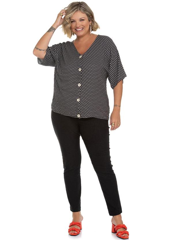 Secret Glam - Camisa Feminina Plus Size Estampada Preto 3