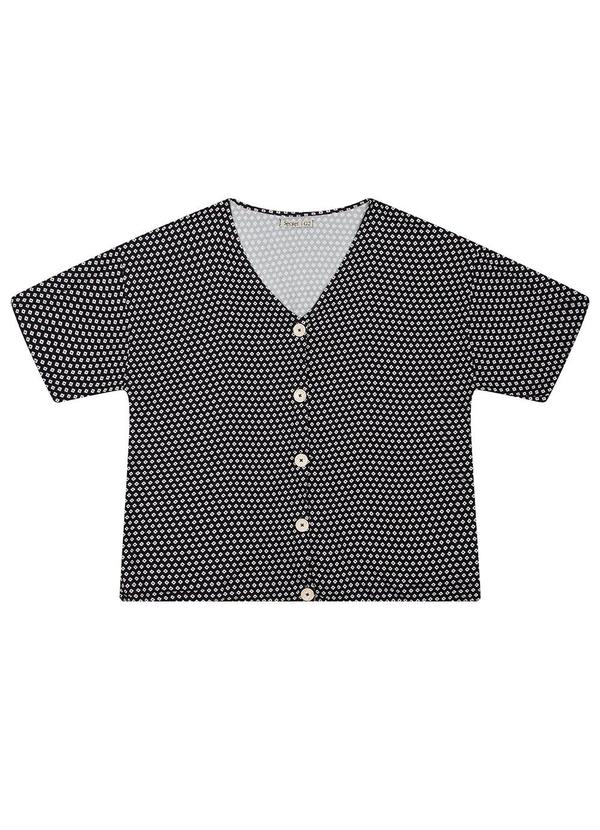 Secret Glam - Camisa Feminina Plus Size Estampada Preto 4