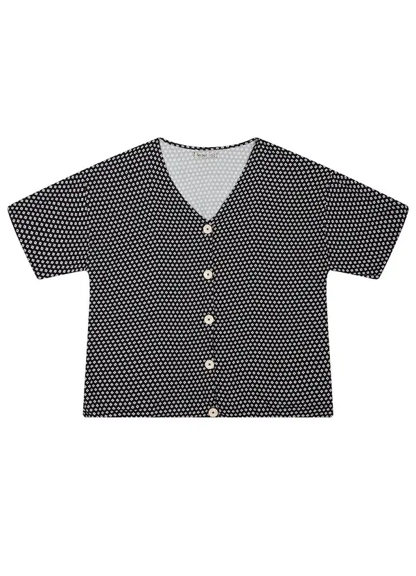 Secret Glam - Camisa Feminina Plus Size Estampada Preto 4