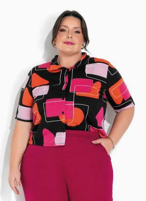 Camisa (Geomtrica Preta) com Botes Plus Size