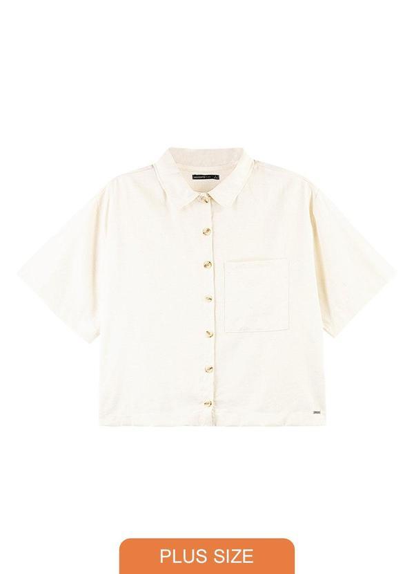 Outlet - Camisa Lisa com Bolso Adulto Plus Size Branco