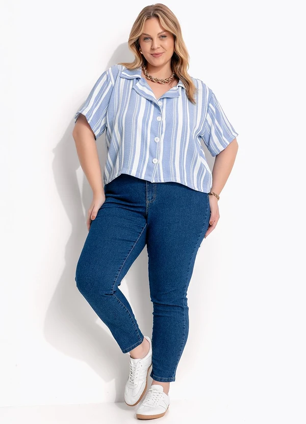 Marguerite - Camisa Listrado Azul de Botões 5