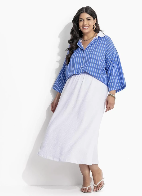 Marguerite - Camisa Listrado Azul em Tricoline 7