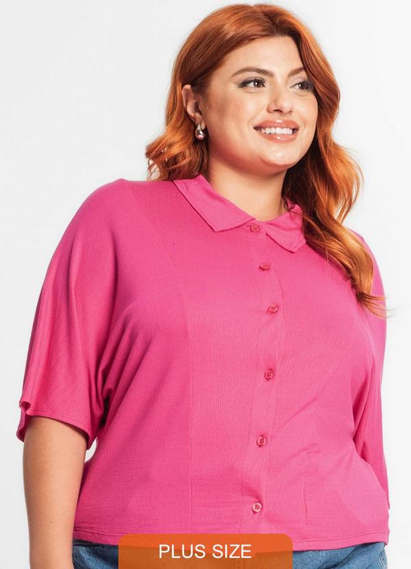 Secret Glam - Camisa Manga Curta Feminina Plus Size Rosa