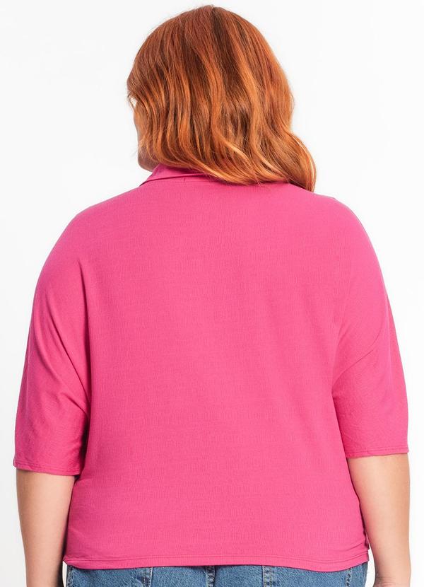 Secret Glam - Camisa Manga Curta Feminina Plus Size Rosa 2